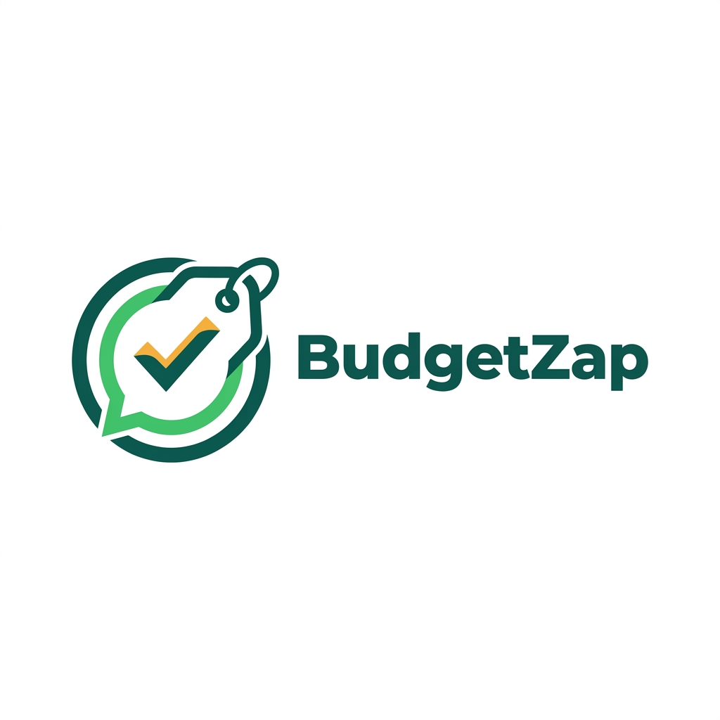 Selo de confiança BudgetZap: etiqueta de preço circular com símbolo de check
